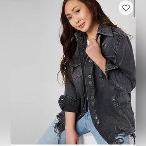 Free People Moonchild Denim Shirt Jacket size XS